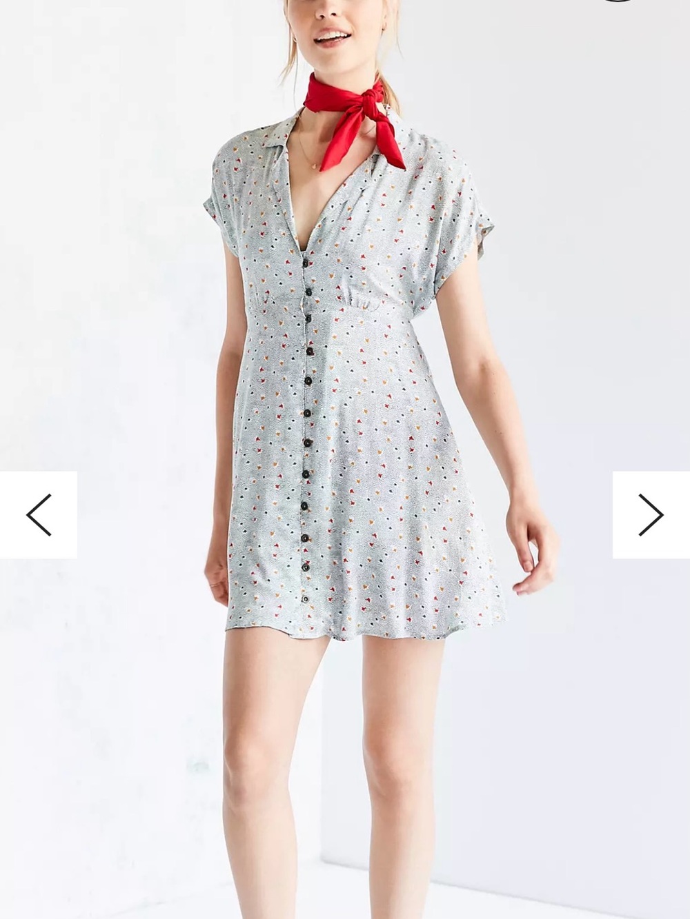 Kimchi Blue Light Blue Button-Front Mini Dress